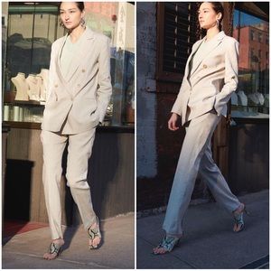 •ERIKA CAVALLINI•Agnes Wool-Blend High Waisted Straight Leg Ankle Pant Size US 6